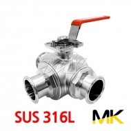 쎄니타리 삼방볼밸브(SUS316L) 수동/자동겸용(L타입)(MK)(18305)