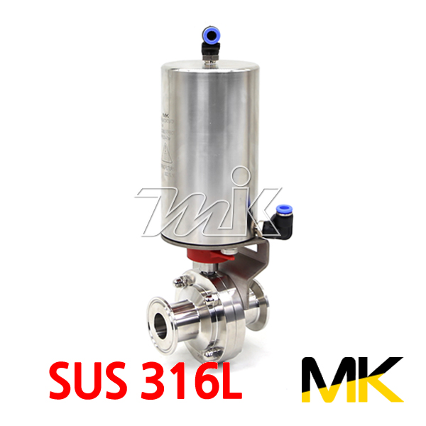 쎄니타리 공압버터플라이밸브(올스텐) SUS316L 페럴(더블) (25060)